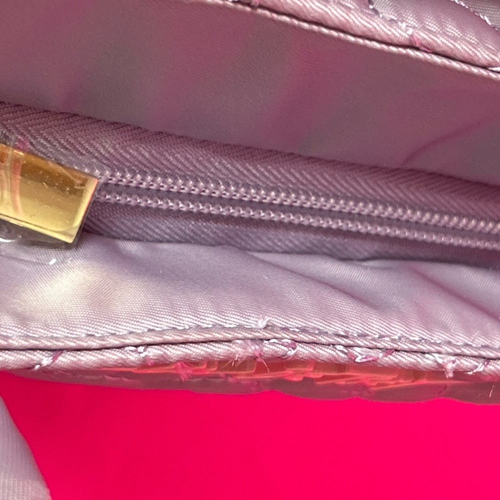 NWT! Betsy Johnson Lavender Quilted Nylon Plaid Handle Crossbody Satchel Bag NWT - Picture 6 of 15